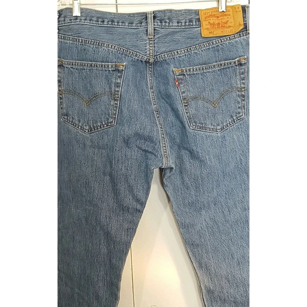 Levi Levi's 501 Men's Jeans 36x30 Straight Fit Button Fly Blue 100% Cotton